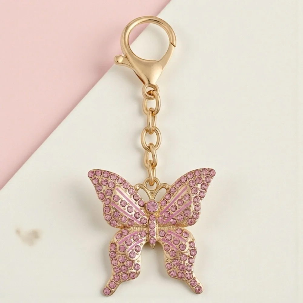 Butterfly Keychain Charm Gold and Pink NWT - Picture 5 of 14